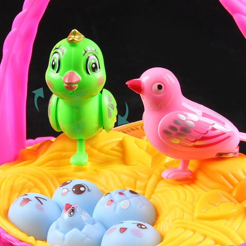 Sterowanie głosem dla dzieci imitacja ptaka rodzina w koszyku zabawki dla dzieci z dźwiękiem światło śpiewający ptak gniazdo dom zagraj w zabawki robić gier