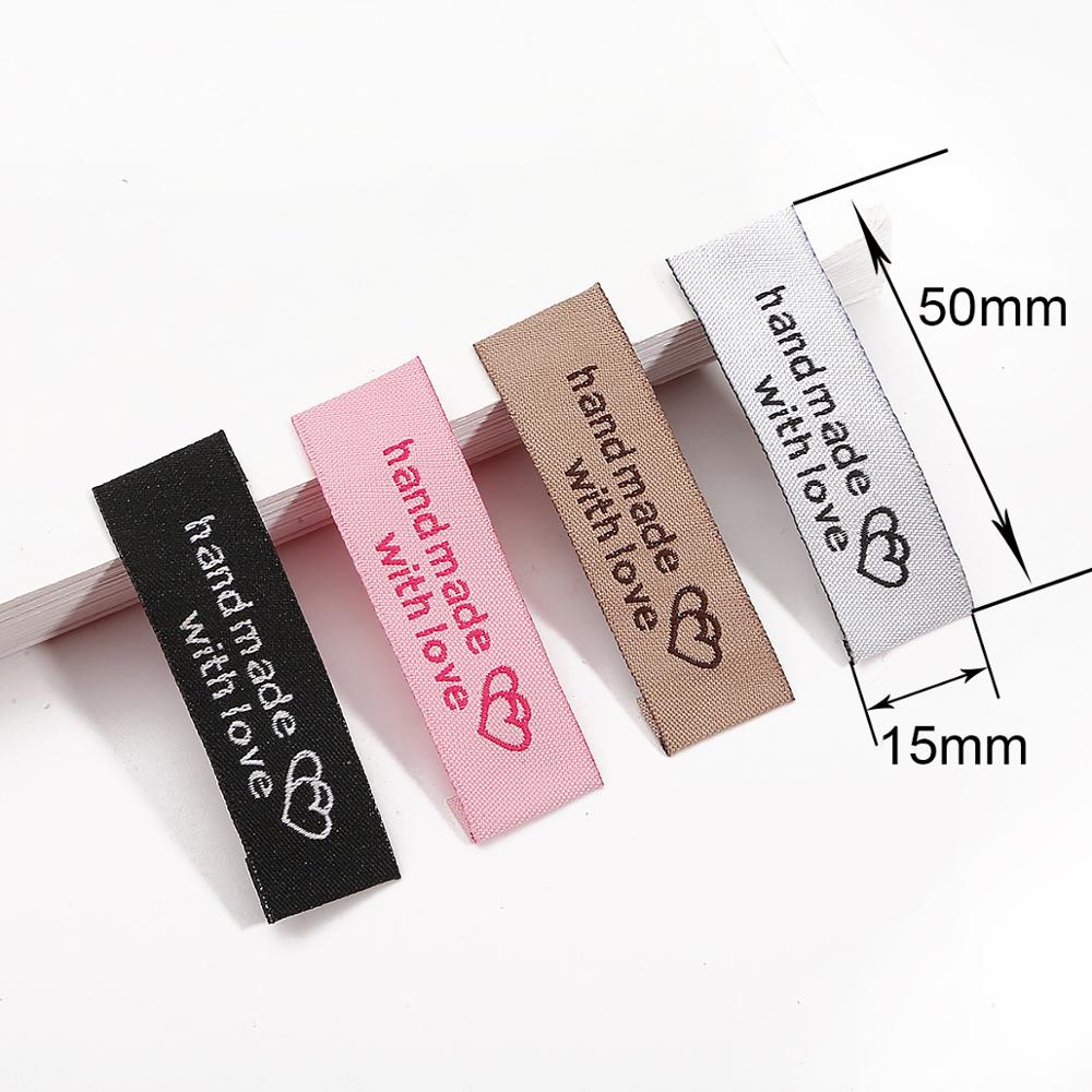 Etiqueta multicolor artesanal de pano com 20 lâmpadas, 50x15mm etiqueta de roupa etiqueta de impressão acessórios para artesanato costura faça você mesmo