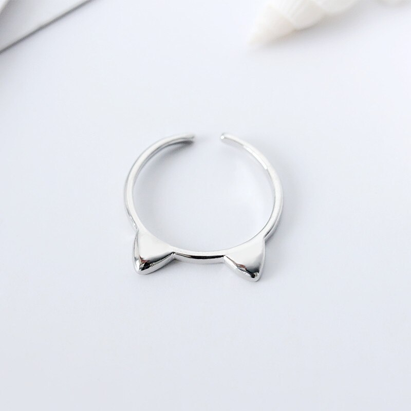 Zyzq Trendy Romantische Leuke Kat Open Ringen Verzilverd Accessoires Voor Vriendin Met Cat Ear