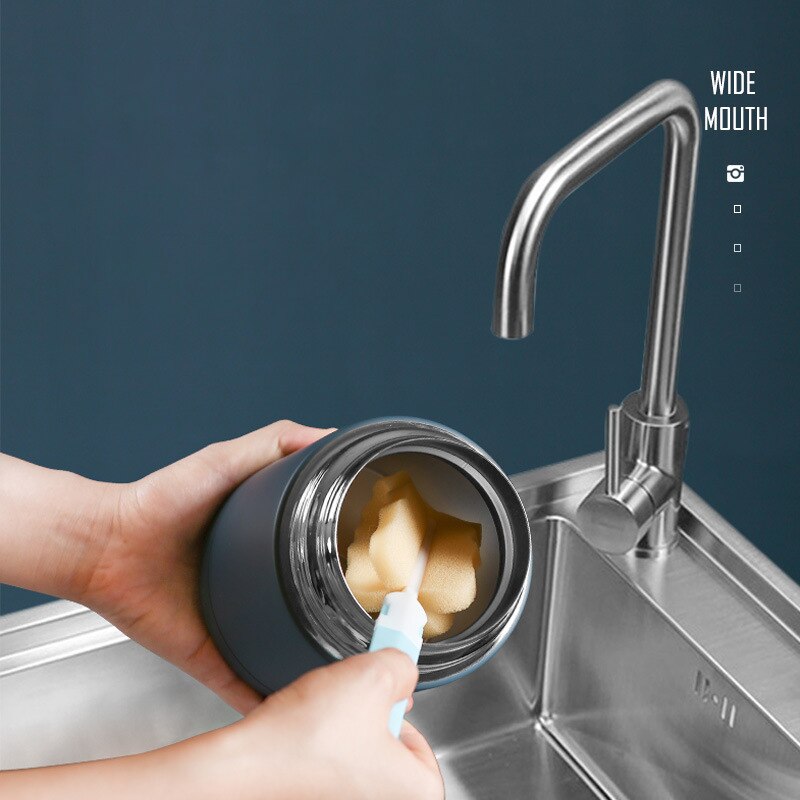 Frasco grande de alimentos aislado al vacío con cuchara, contenedores de termo para sopa con asa, contenedor de conservación de alimentos de doble capa de 800 ml