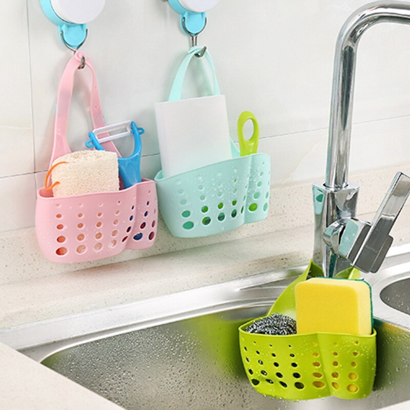 Kitchen Sink Hanging Drain Bag Basket PVC Sink Hanging Sponge Holder Storage Pouch Storage Basket 1Pcs