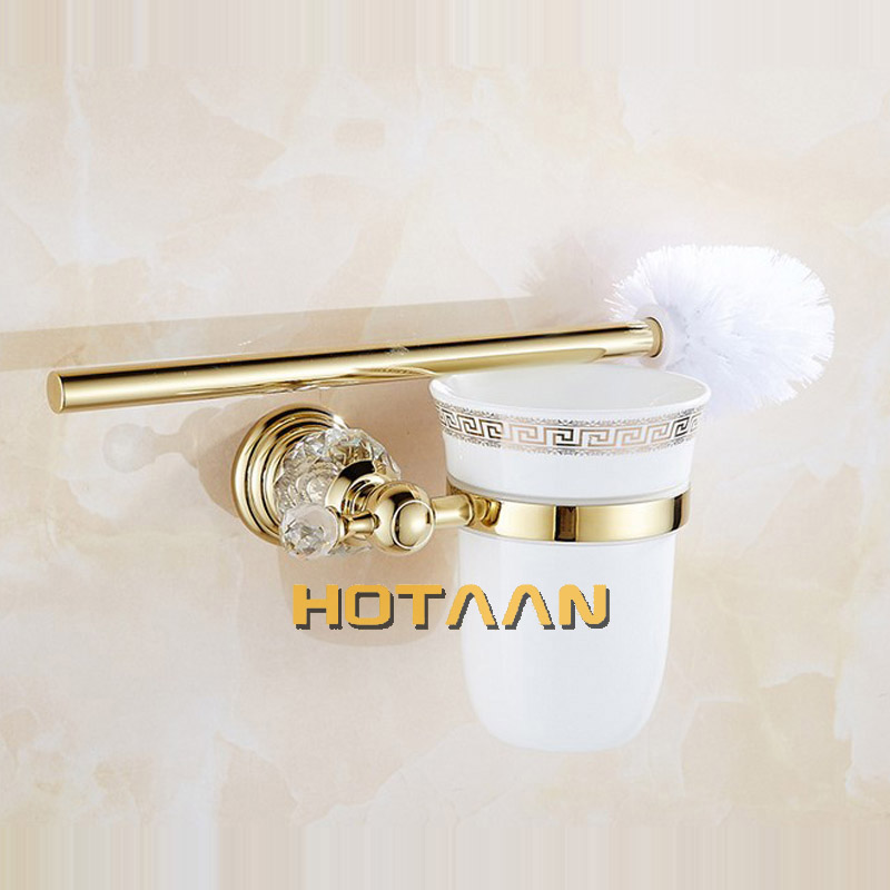 Luxus Kristall Gold Farbe Badezimmer Zubehör einstellen Gold Poliert Durcheinander Schlecht Hardware- einstellen Zauberstab Badezimmer Produkte banheiro