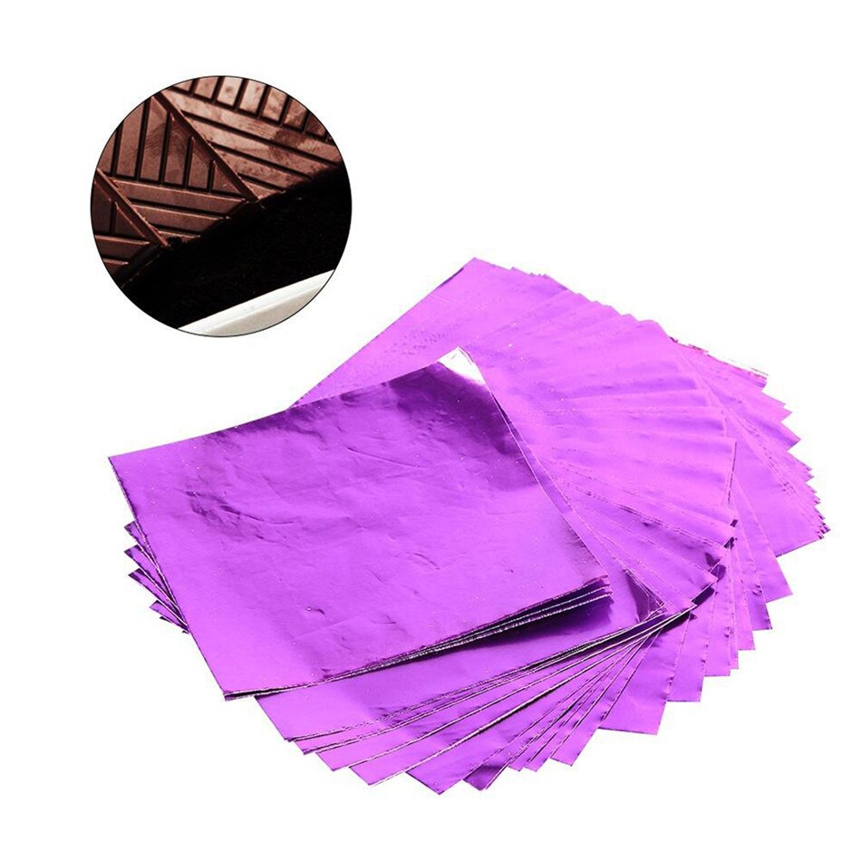 TTLIFE 100Pcs Voedsel Aluminiumfolie DIY Chocolade Snoep Pakket Papier Box Candy Pakket Folie Papier wikkelen 5 Heldere kleuren