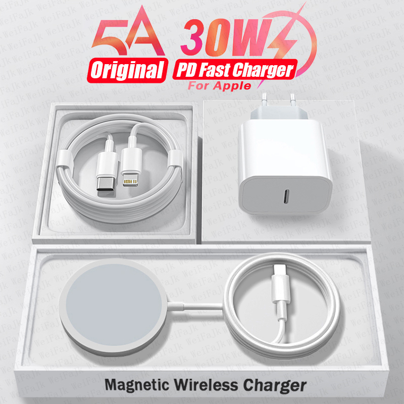 Apple Original Magsafe draadloze oplader voor iPhone 16 15 14 13 12 11 Pro Max SE Mini X XS XR 8 Plus snel opladen Type C Lightning-kabel
