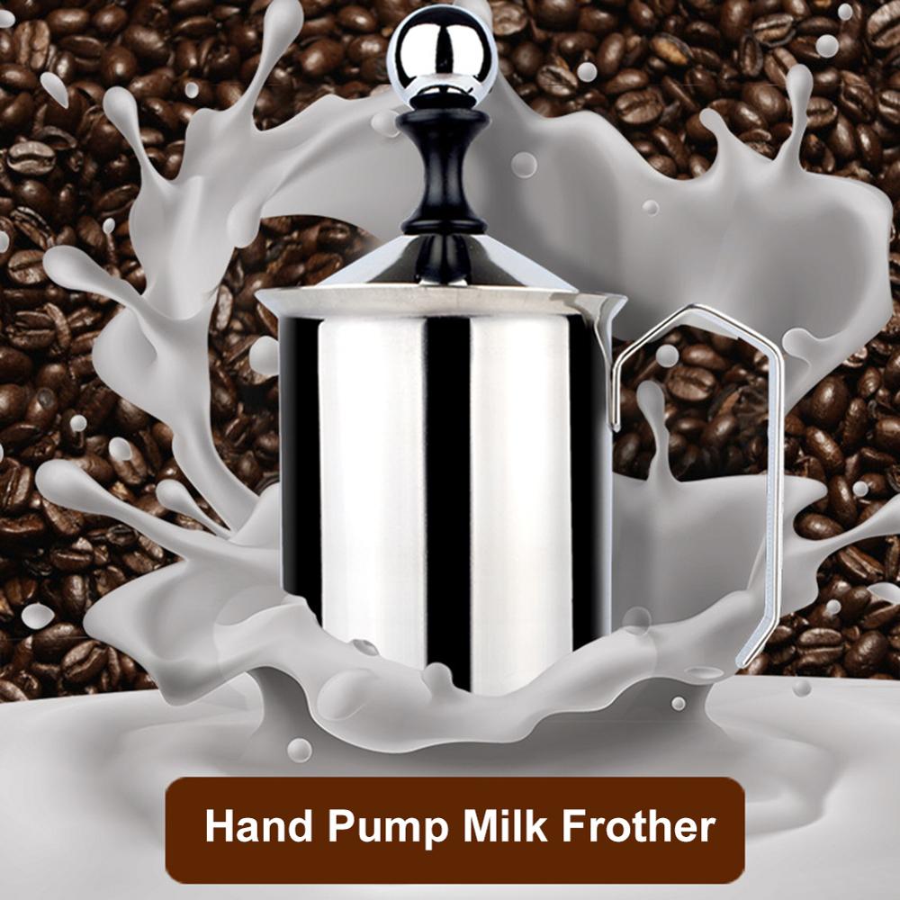 Espumador de leche Manual Original de 500ML, de acero inoxidable, doble malla, jarro de leche, Espumador de café de malla de espuma