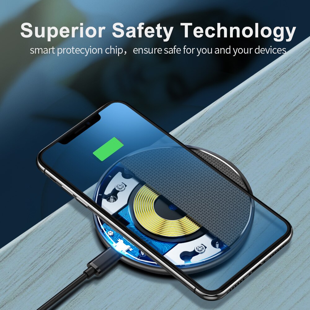 FDGAO Qi Wireless Charger For iPhone 11 Pro XS XR X 8 Plus Airpos Pro 10W Fast Charging Pad for Samsung Note 9 10 20 S9 S10 S20