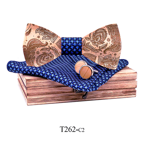 T262 3D Paisley Houten Strikjes voor Mannen Hout tie Hout Gentleman Strikjes Handgemaakte Vlinder Wedding Party voor mannen: T262-C2