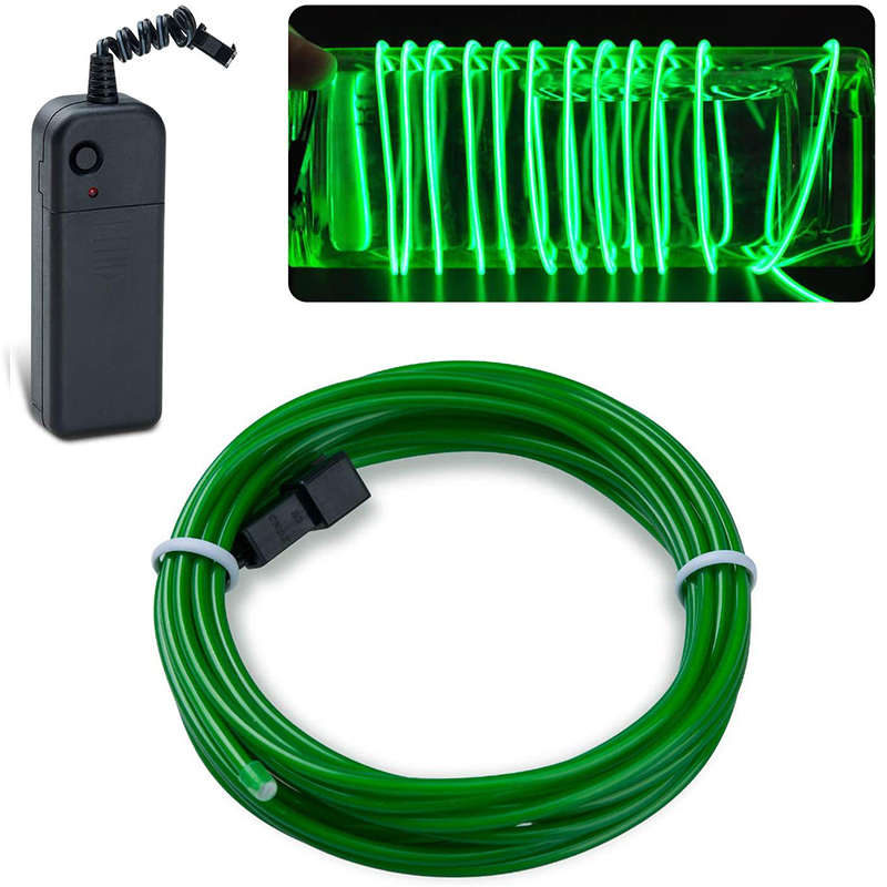 Câble métallique fluo à LED, 2m, luminaire décoratif idéal pour une soirée séparés ante, Noël, une voiture ou un rave: Black