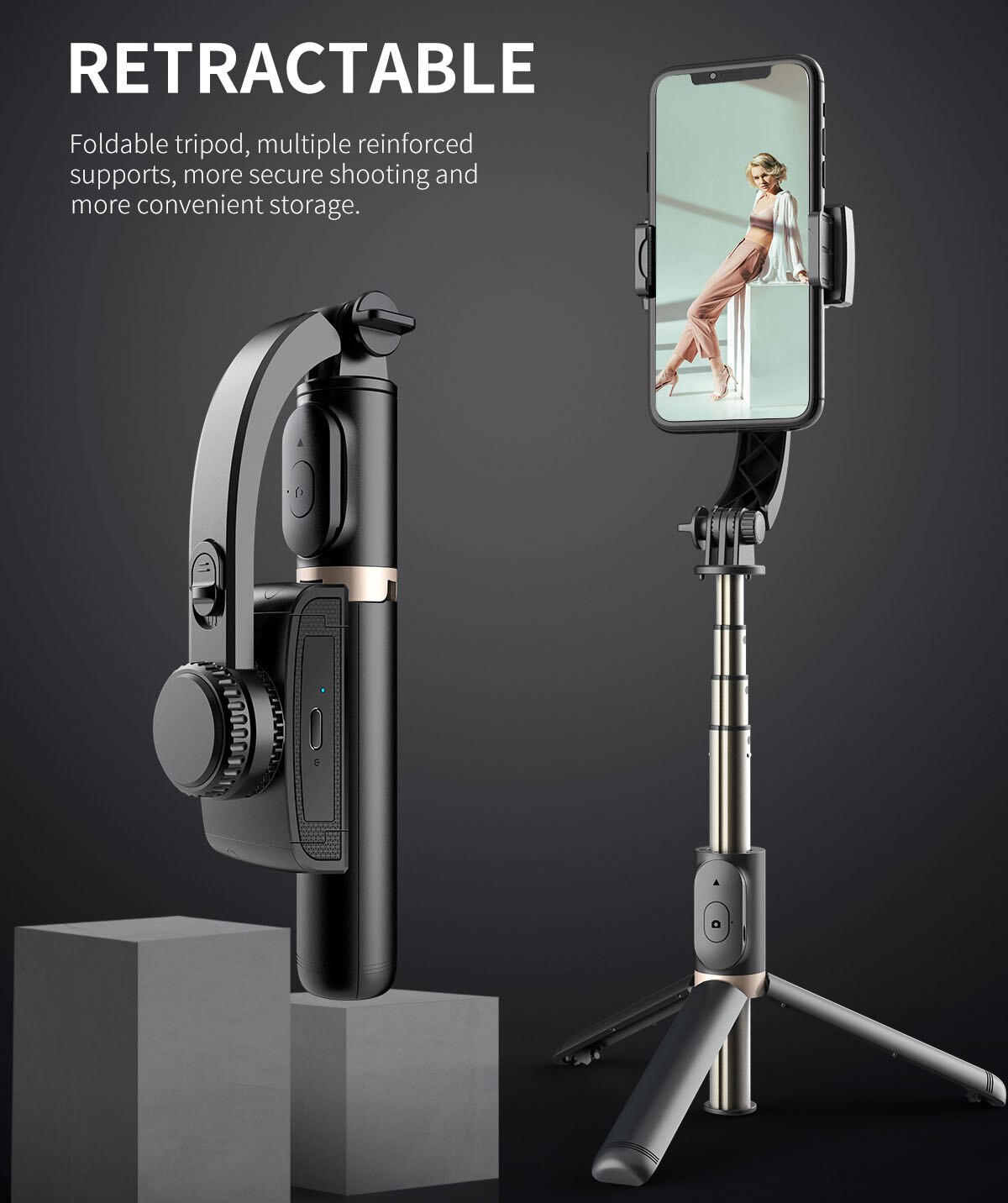 Handheld Gimbal Smartphone Bluetooth Handheld Stabilisator Met Statief Selfie Stok Vouwen Gimbal Voor Smartphone Xiaomi Iphone