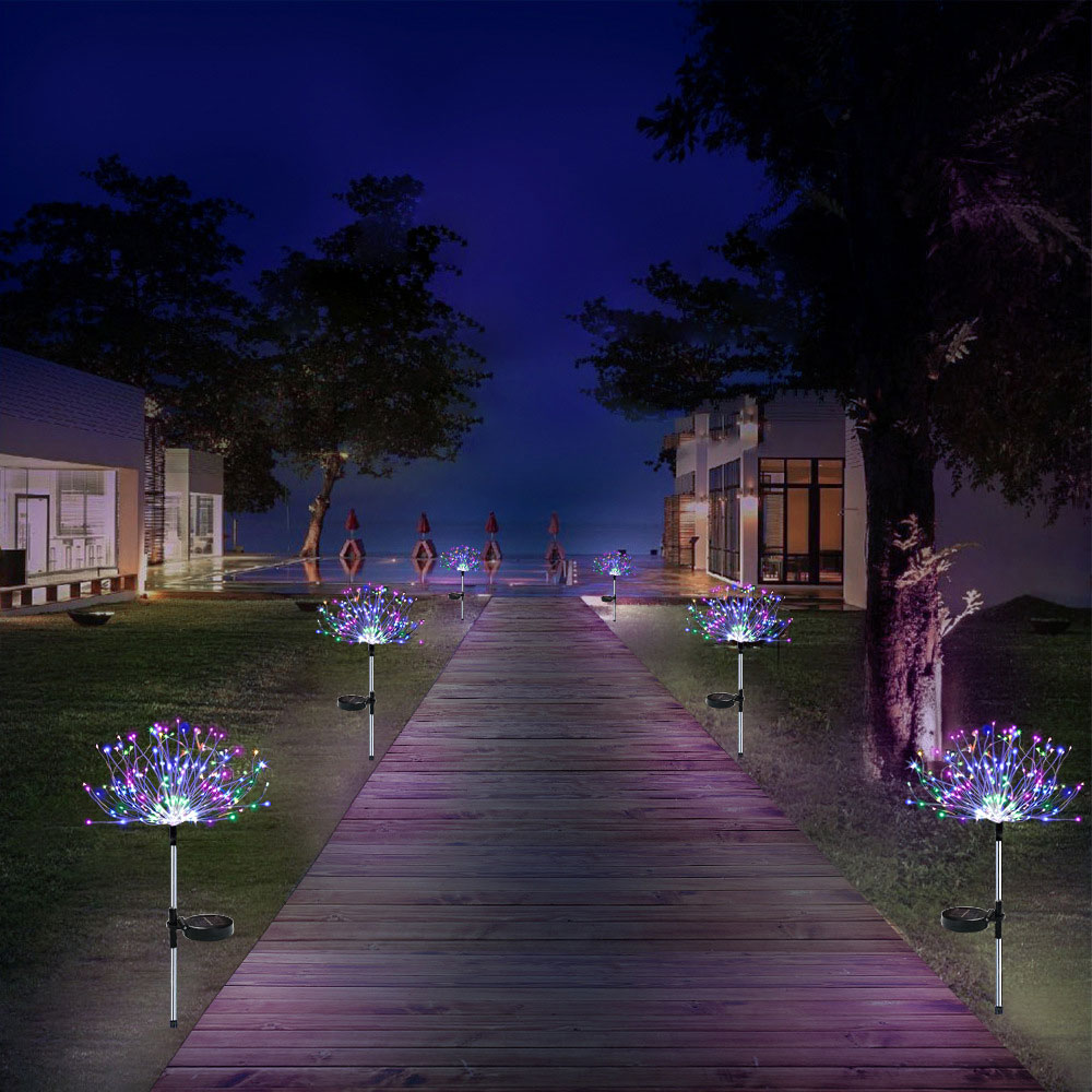 Solar Firework Lights Decorative LED Lamp Garden Yard Pathway Adjustable Wire Flower Tree Decor Firework Solar LED Lights