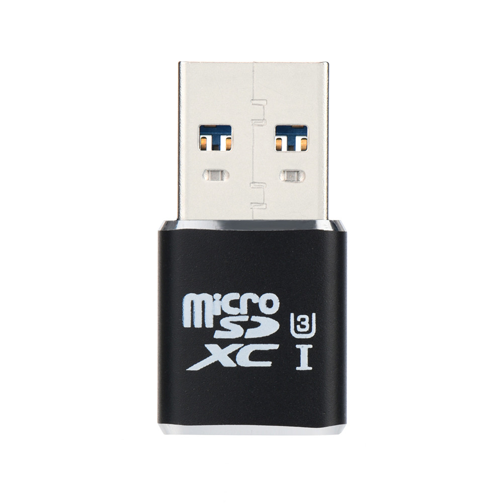 USB 3.0 Mini Card Reader/MICRO SD/SDXC Aluminium TF Kaartlezer # T2: Black 