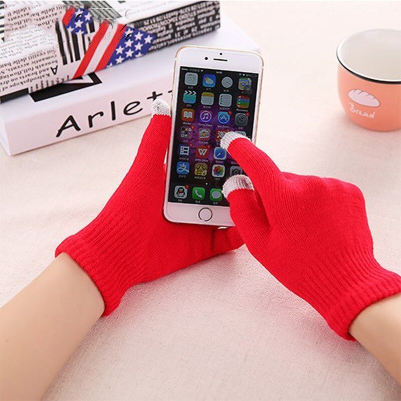 Vinter kvinder cashmere uld strikkede handsker farve touch screen handsker udsøgt varme: St001-2