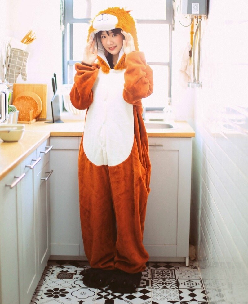 Kigurumi lion-Pijama de una pieza con capucha de manga larga para hombre y mujer, para adultos, animal cálido, kegurumi