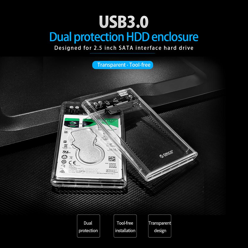 Orico 2139U3-CR Transparante 2.5in Sata USB3.0 5Gbps Hdd Externe Harde Schijf Behuizing Tool Gratis Case