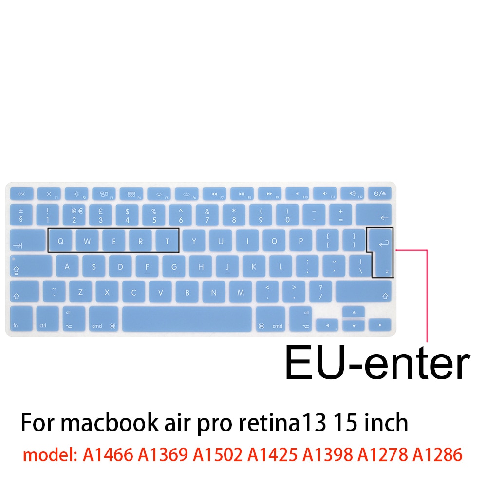 Dla Apple naklejki pokrywa klawiatury laptopa silikonowy futerał kolor silikonowy Film ue/usa dla macbook pro13/15 air13 A1278A1398A1466/1502