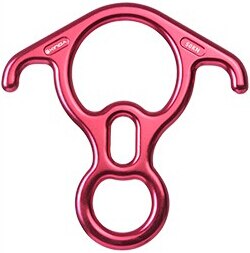 Xinda rock climbing descender OX Horn 8 descend ring downhill eight ring with Bent-ear Rappelling Gear Belay Device Equipment: Red