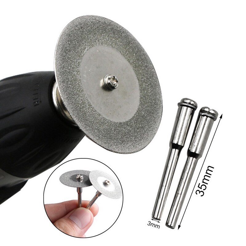 Nueva 10 Uds 22mm Mini punto de corte de diamante de herramienta rotativa de corte de disco discos herramientas de bricolaje accesorios para Dremel con 2 uds rod