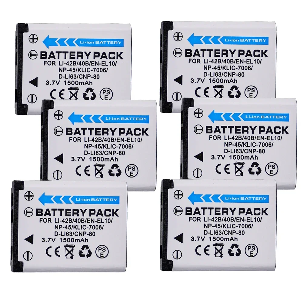 Batería de 3,7 V y 1500mAh, Cargador USB LCD para Fuji Li-40B NP45 NP 45 45B EN EL10 FUJIFILM NP 45a, Li-42B Li 40B NP-45 Li 42B: Azul