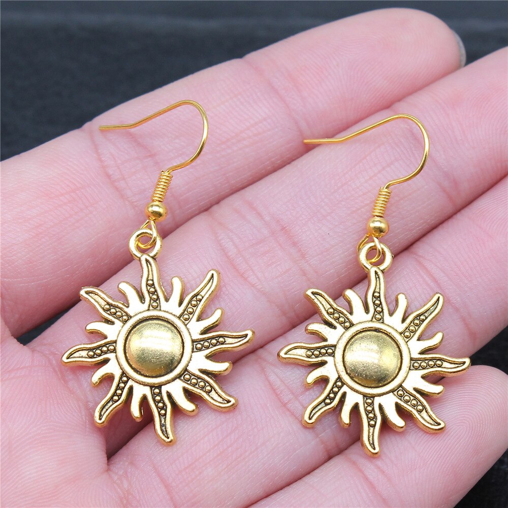 Sonne Anhänger Ohrringe Frauen Jahrgang Ohrringe Handgemachten Schmuck Einfache Ohrring