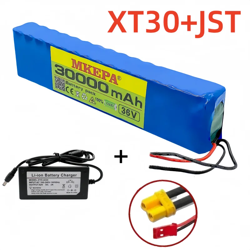10S3P 36V 30000mAh 100% nowy akumulator litowo-jonowy odpowiedni do produktów elektrycznych, takich jak akumulator do skuterów: Srebrny