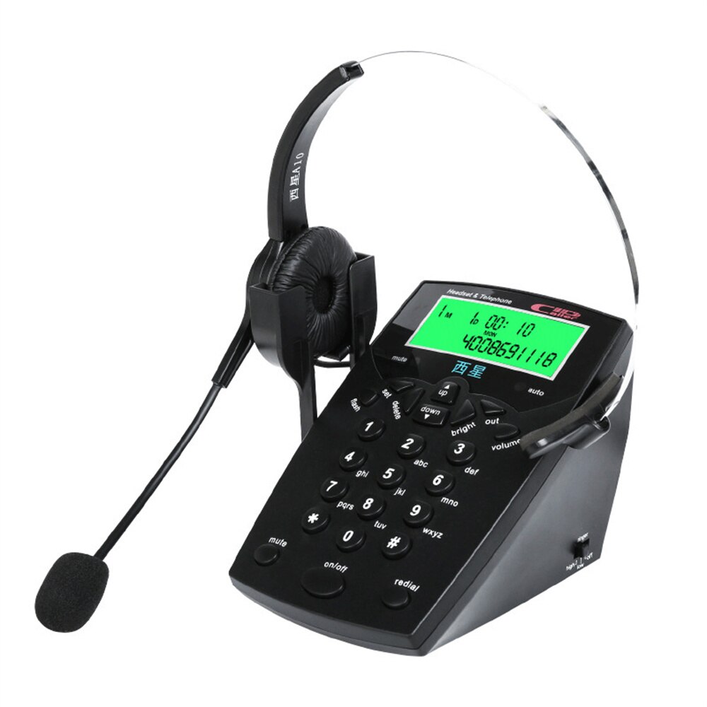 Corded Headset Telephone Hands Free Noise Cancelling Telephone Set with Headset for Call Center Telephone Headset and Dialpad: Headphone and host