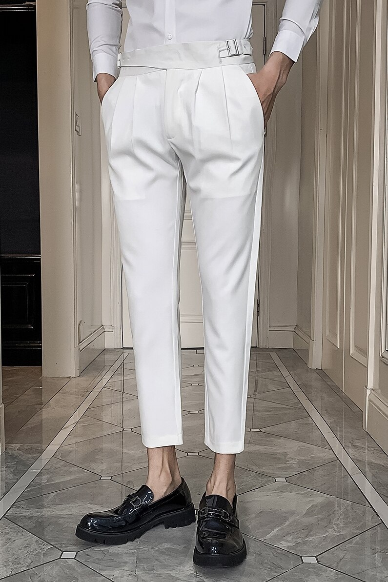 Masculinas blanc robe de mariée Pantalon pour hommes Costume d'affaires Pantalon décontracté mince Pantalon formel Pantalon Costume hommes Costume Pantalon