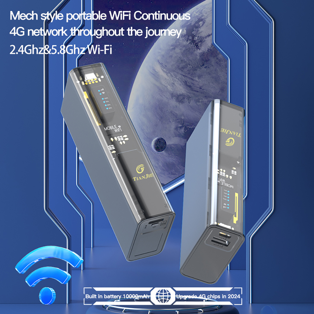 TIANJIE MF310 Mifi With Wifi Hotspot,SIM Mobile Wifi,10000mAh 4G LTE Portable Wifi Router,433Mbps High Speed for Global Journeys