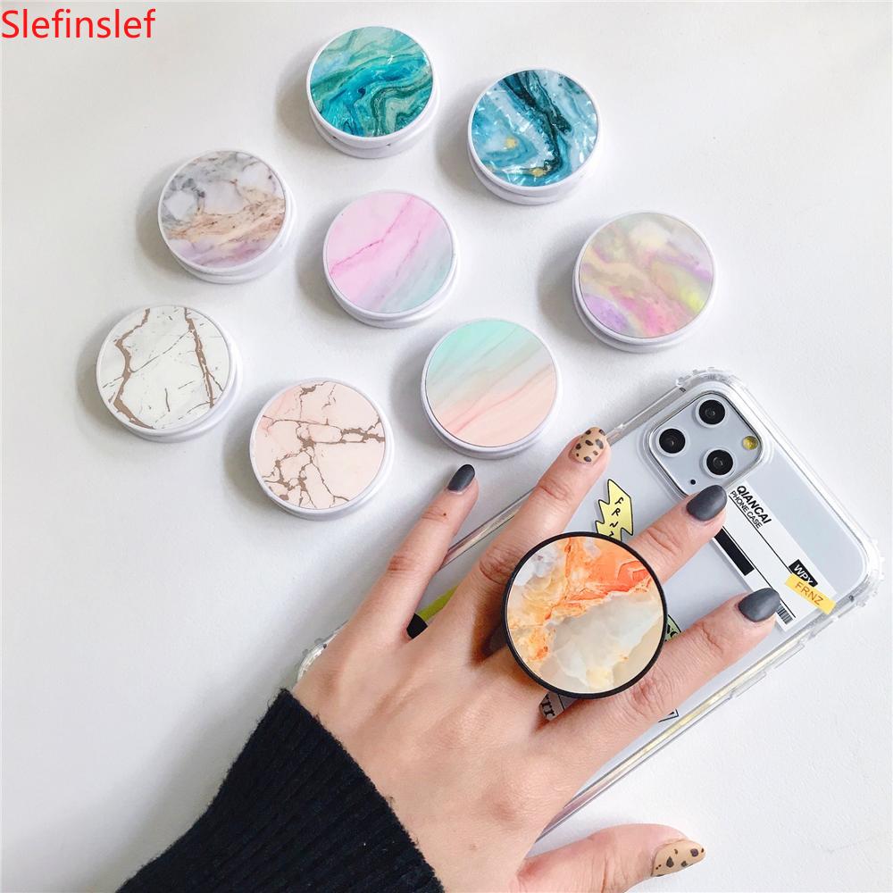 Glossy Popular Marble Expanding Phone Stand Grip Finger Rring Support Anti-Fall Round Foldable Mobile Phone Holder for iPhone 11