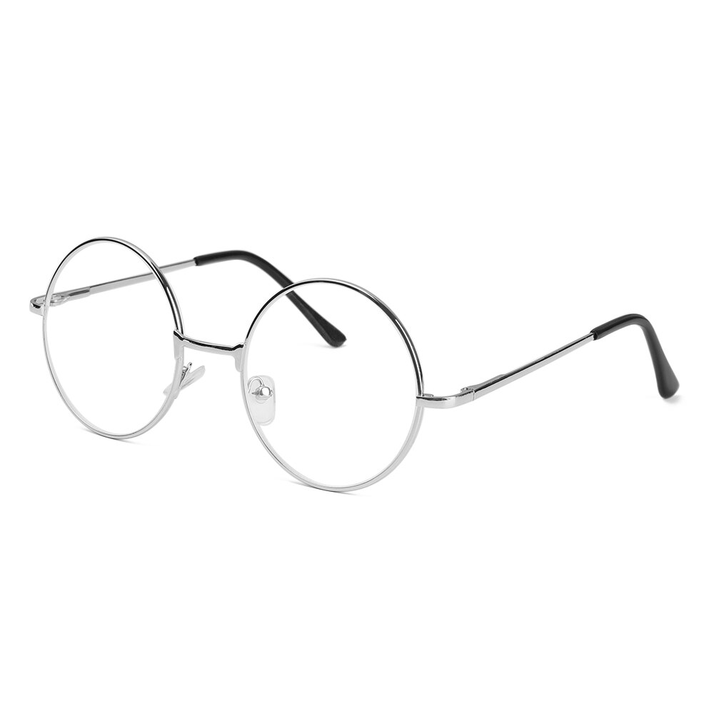Dioptría-1-1,5-2-2,5-3-3,5-4 Ultra ligero acabado Metal redondo Vintage miopía gafas nuevas gafas clásicas miopía: +200 / Sliver