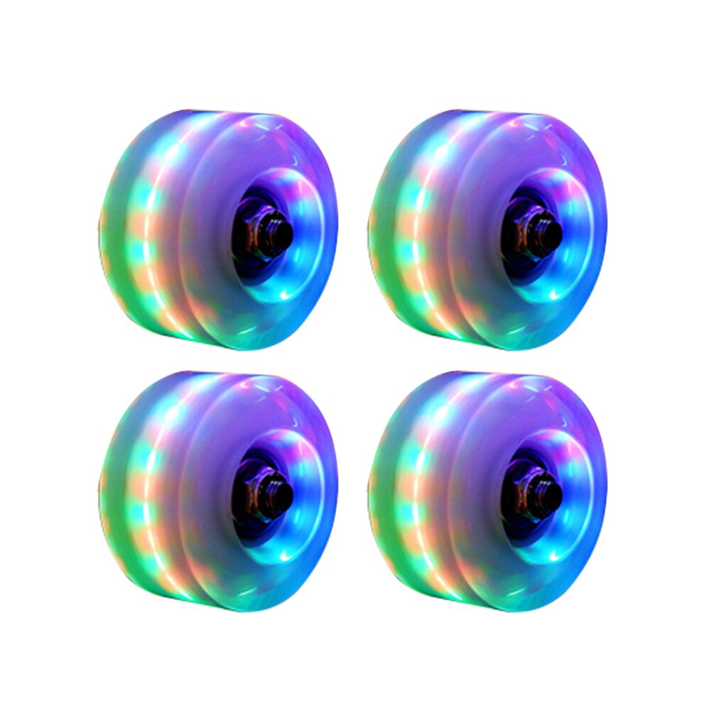 4pcs With BankRoll Bearings Roller Skate Wheels Led Transparent Luminous Double Row Sliding Outdoor Light Up Accessories Skating: Colorful
