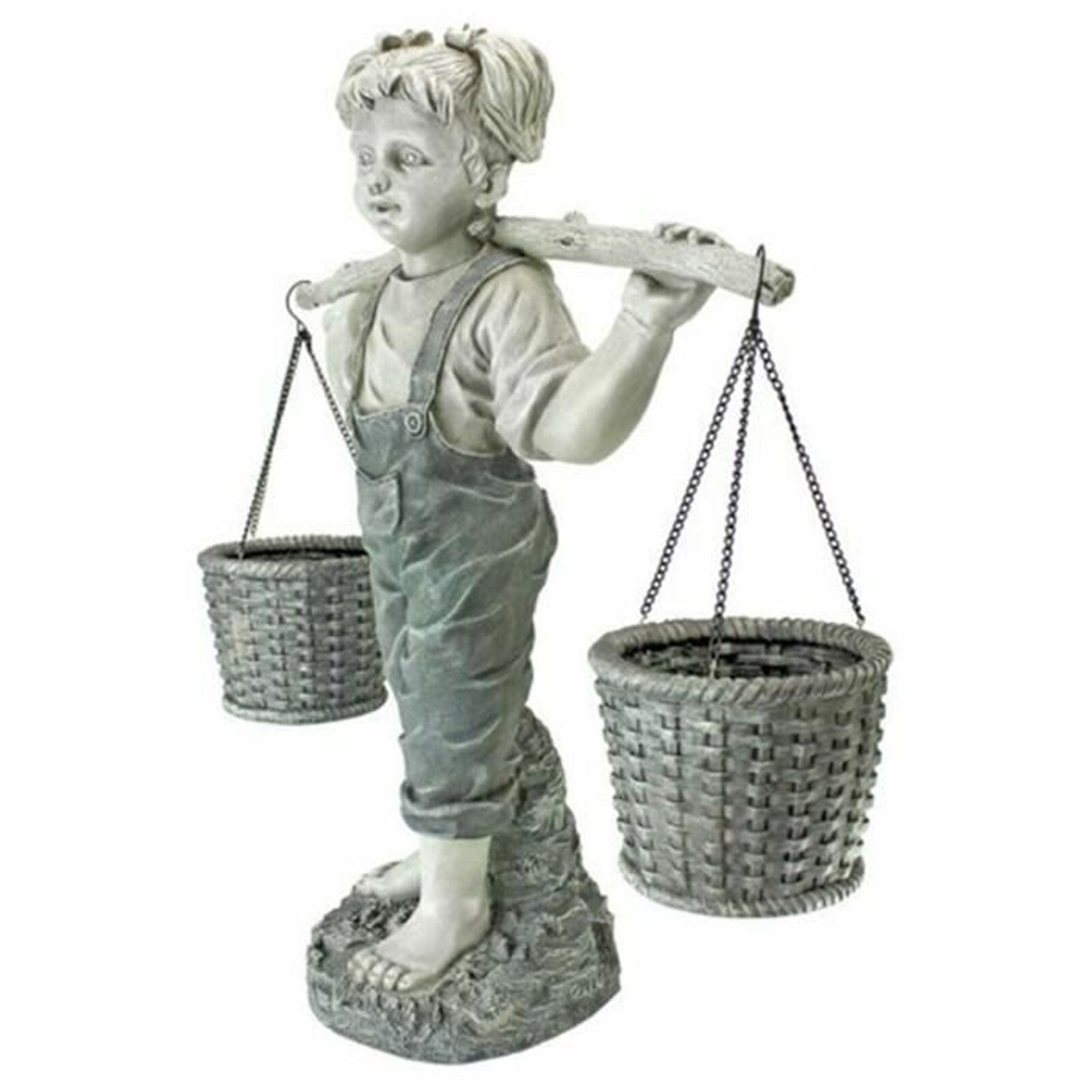 Newest Garden Decorative Statue Resin Little Girl Carrying Flower Baskets Sculpture for Yard Balcony Courtyard