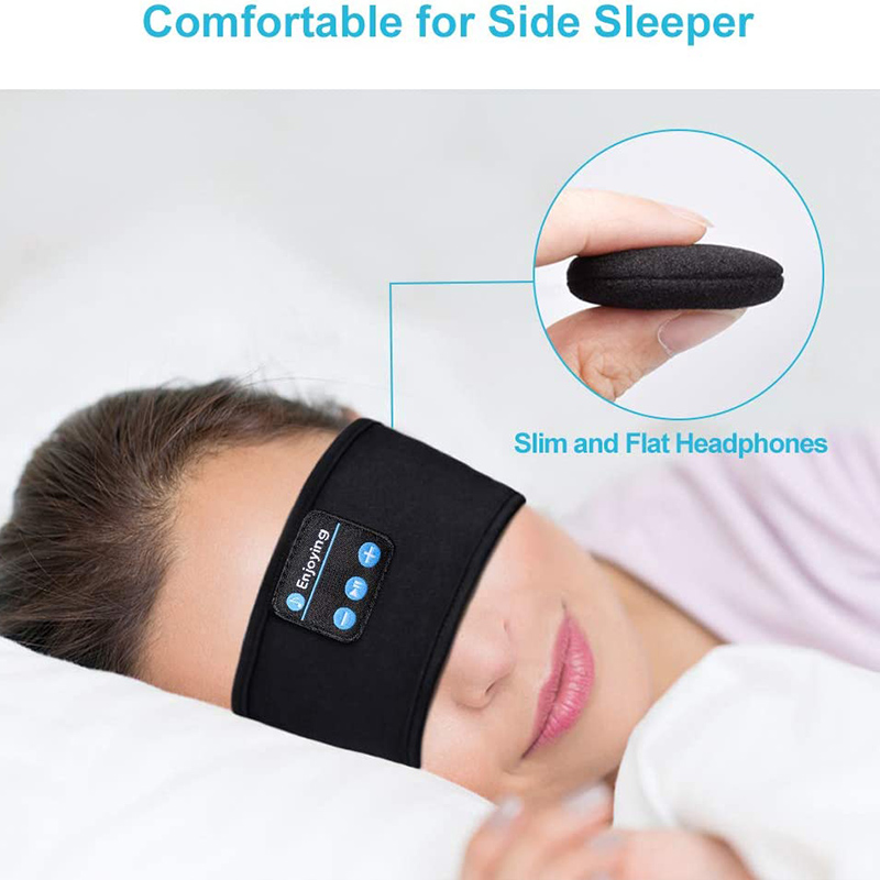 Écouteurs sans fil Bluetooth 5.0, bande de couchage, musique, doux, élastique, confortable, masque pour les yeux, casque de sommeil pour dormir sur le côté