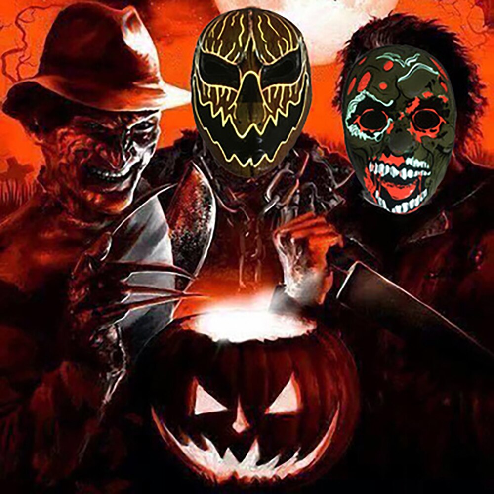Clown LED Mask Halloween Party Mask Neon Light Up Luminous Wire Purge Scary
