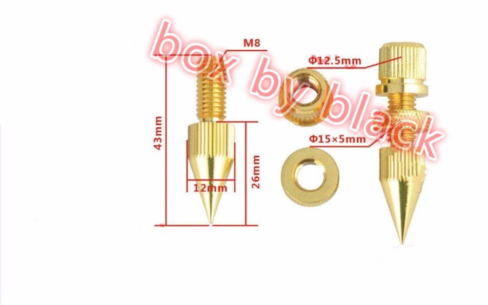 8 Sets Copper Speaker Spikes - M8 Thread Audio Isolation Feet Base Pads