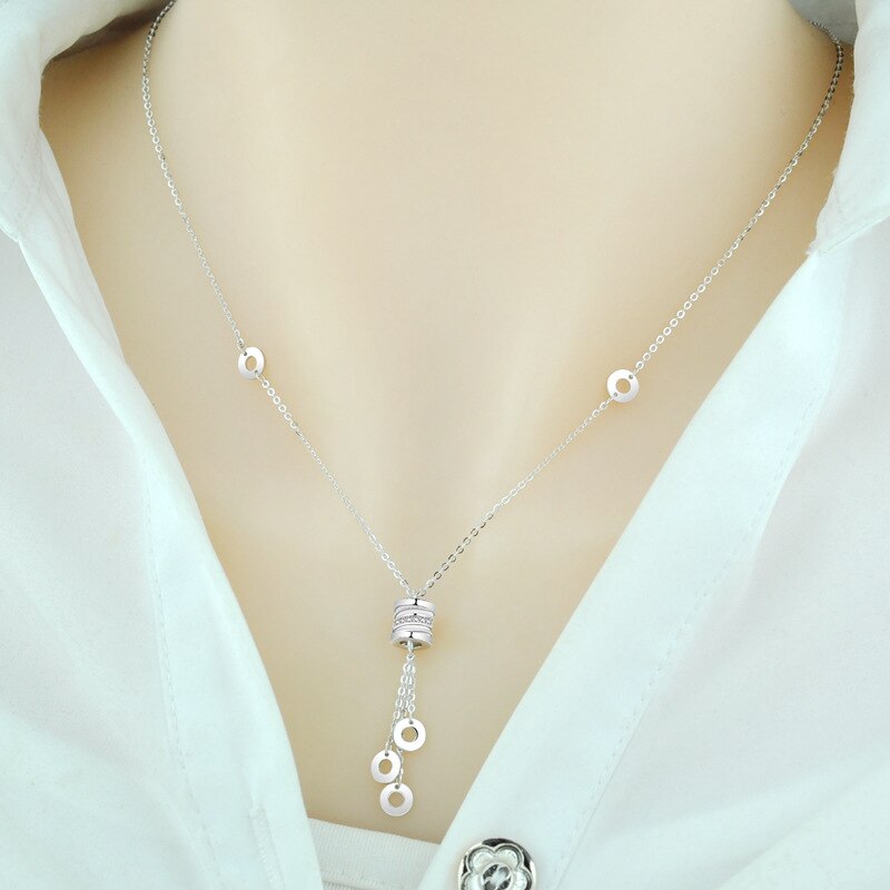 Bocai Real Sterling Zilver S925 Ketting Voor Vrouwen Thai Zilveren Eenvoudige Ronde Kolom Kleur Hals Ketting Valentijnsdag: Platinum plating