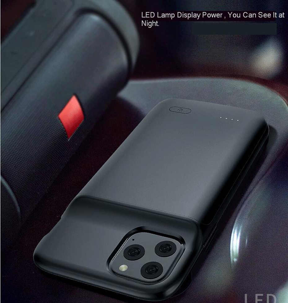 Para iPhone 11 Pro Max cargador de batería caso 5000mAh de silicona a prueba de golpes cargador caso para iPhone 11 paquete externo Power Bank Cover