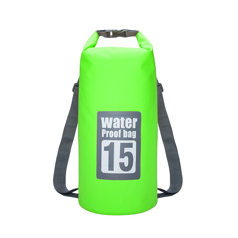 15l vandtæt vandafvisende tørpose sæk opbevaringspakke pose svømning kajak kano flod trekking fiskeri dobbelt stropper: 15l grønne