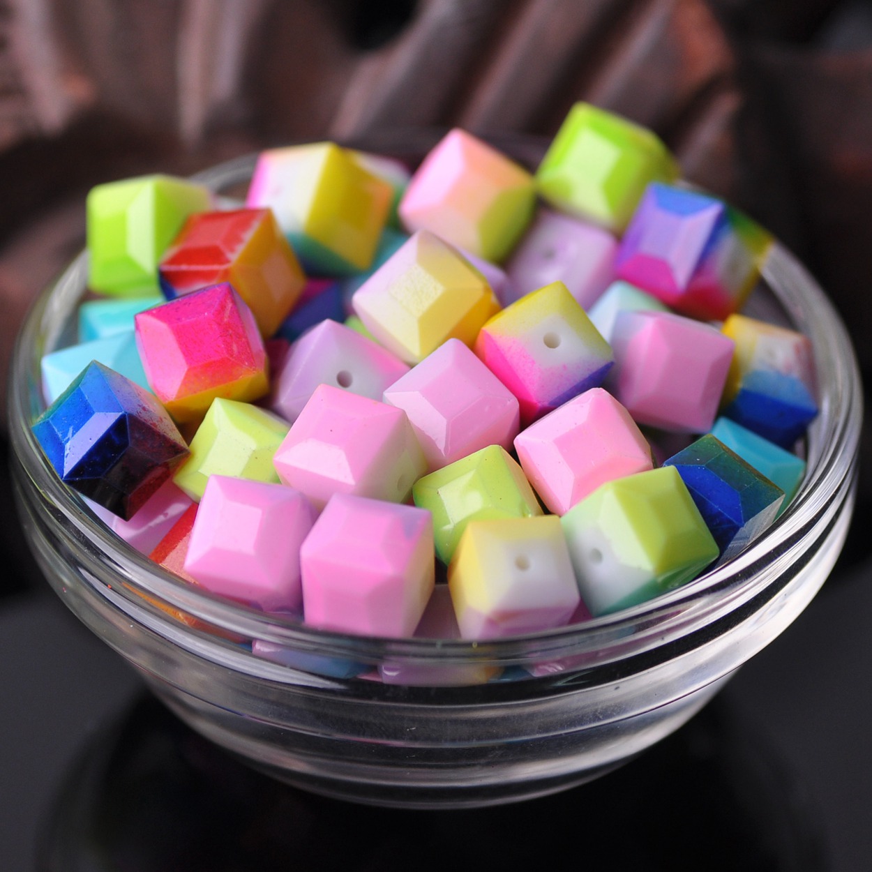Kleurrijke Bekleed Kubus Vierkant Geslepen 8Mm 10Mm Opaque Glas Losse Ambachten Kralen Lot Voor Sieraden Maken Diy craft Bevindingen