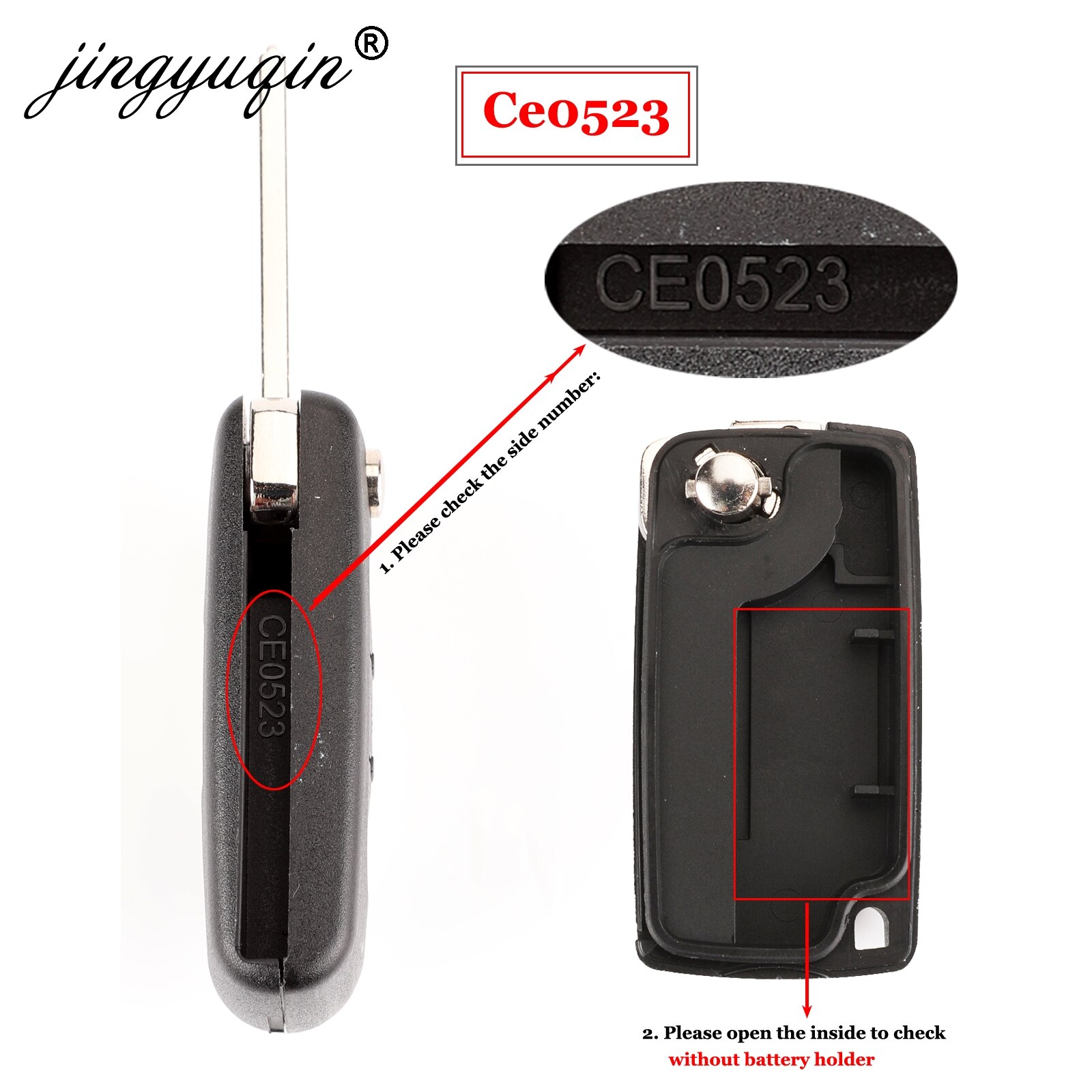 Jingyuqin 2 knapper flip sammenfoldelig nøglecase blank skal til peugeot 107 207 407 307 307s 308 407 607 807 va2/ hca  ce0523 ce0536
