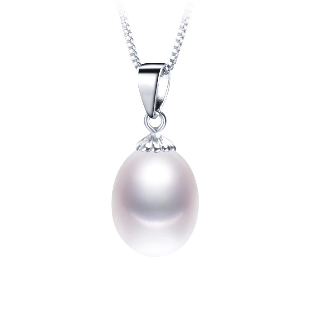 Aaaa Echte Zoetwaterparels Hangers 8-9 Mm 925 Sterling Zilveren Ketting Voor Vrouwen Klein Formaat Natuurlijke Parel sieraden: white pearl