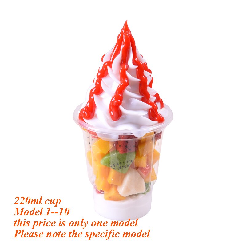 Simulation Sundae glace échantillon factice en plastique lait fruits Sundae modèle faux Sundae accessoires fenêtre affichage: 220ml model 1--10