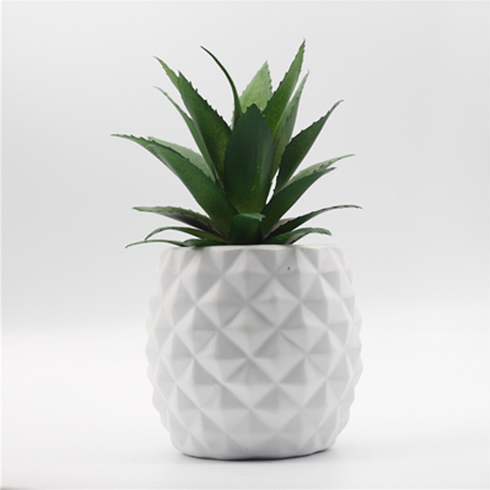 Kunstige saftige planter faux ananas grønne planter bonsai til stue restaurant kontor bordplade vinskab bad hjem: Hvid ananas