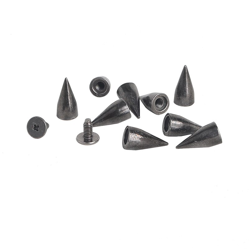 7*14mm Black Cone Schroef Legering Zink Metalen Lederen Klinknagels Studs Leathercraft Rivet Bullet Spikes PUNK Spikes Studs voor Kleding
