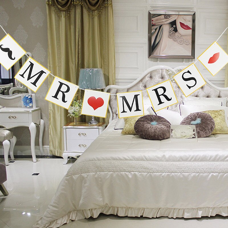 1pc mr&mrs bride to be banner vägghängande papper girlander bruddusch ungkarls förlovning bröllopsfest dekoration tillbehör