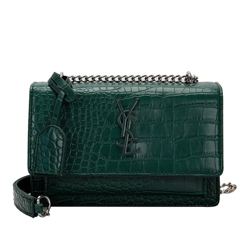 Damen Kleine Quadratische Tasche Neue PU Kette Damen Schulter Tasche Große Kapazität Casual Geldbörsen und Handtaschen: green 01