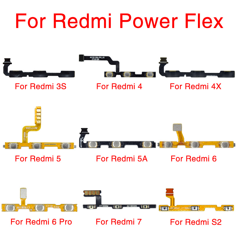 1pcs Power Button Flex Replacement For Xiaomi Redmi S2 3 3X 3S 4A 4X 5A 6A 7 5 Plus Note 5 6 Pro Mute Volume Control Side Switch