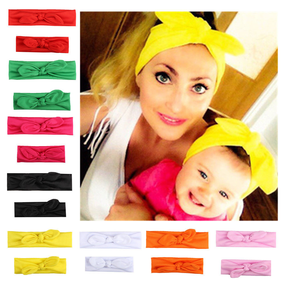 2Pcs Mama & Baby Headwear Kleinkind Mädchen Mom Elastische Bogen Verknotet Turban Haarband Stirnband Prinzessin Bogen Kinder headwear