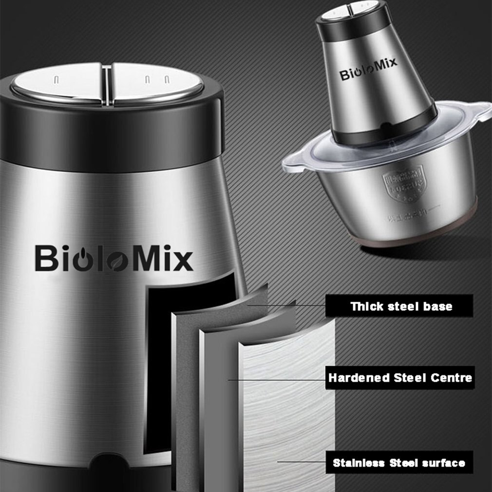 2 Speeds 500W 2L Large Capacity Chopper Meat Grinder Household Mincer Food Processor With Stainless Steel Bowl