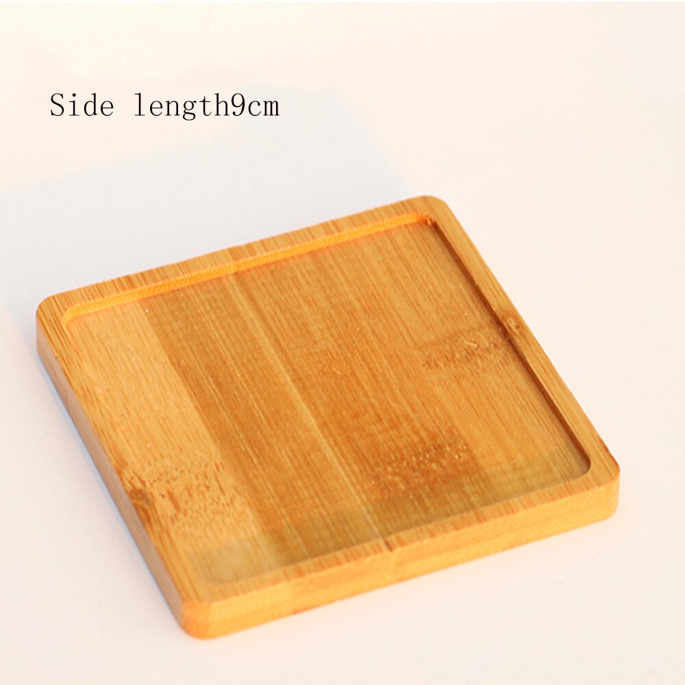 Bambus runde firkantede skåle plader til sukkulenter potter bakker base stander haveindretning boligindretning håndværk: Firkant 9 x 9 cm