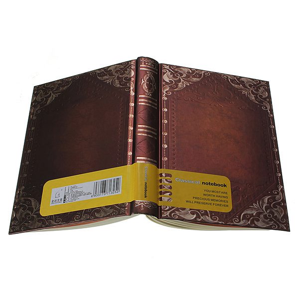 Vintage Classic Retro Golden Plaid Framed Notebook Portable Diary Journal Book